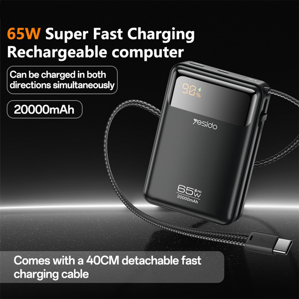 Baterie externa Yesido (YP97), 20000mAh, Type-C, 65W, Gri