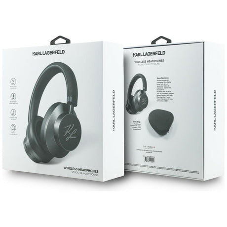 Casti Karl Lagerfeld Wireless Grained Initials (KLBHP73PSAKLSK), Over-Ear Headset, ANC, Bluetooth, Type-C, Negru