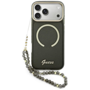 Husa de protectie Guess IML Glitter Script Strap MagSafe (GUHMP17X5HTGSMSK) compatibil cu iPhone 17 Pro Max, Negru