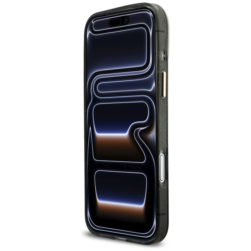 Husa de protectie Guess IML Glitter Script Strap MagSafe (GUHMP17X5HTGSMSK) compatibil cu iPhone 17 Pro Max, Negru