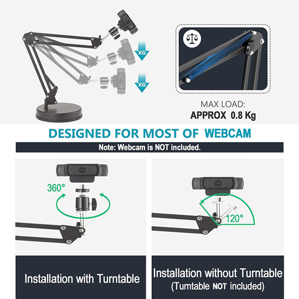 Suport Techsuit (GT6), Adjustable Arm for Multipurpose Use with 1/4" Screw Compatibility, Negru