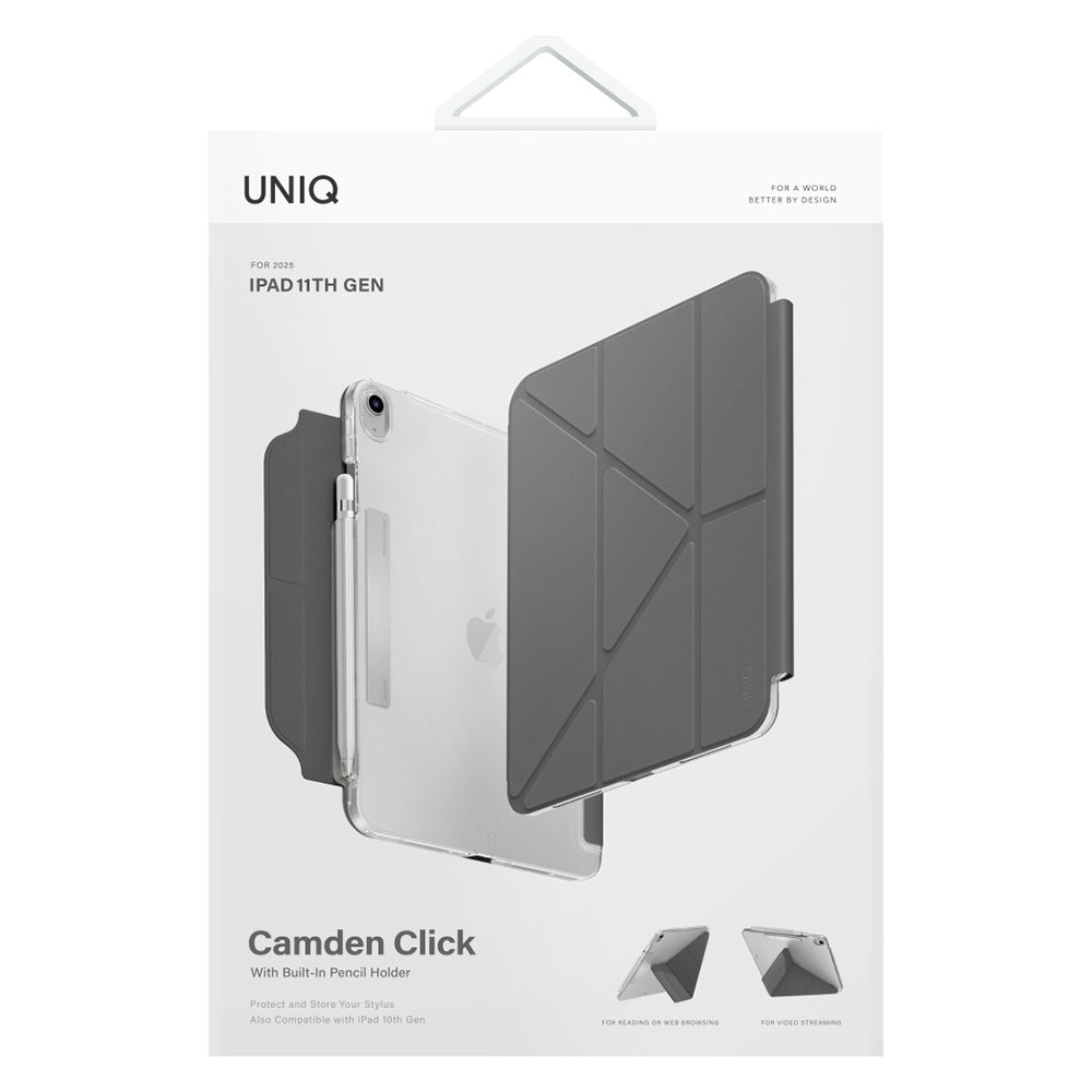 Husa de protectie tableta UNIQ Camden Click compatibil cu iPad 11 (2025), Gri