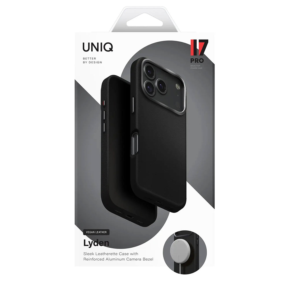 Husa de protectie UNIQ Lyden Leatherette compatibil cu iPhone 17 Pro, Negru