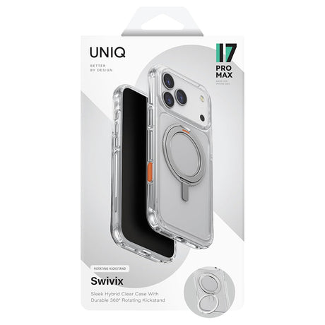 Husa de protectie UNIQ Swivix 360° Kickstand compatibil cu iPhone 17 Pro Max, Argintiu