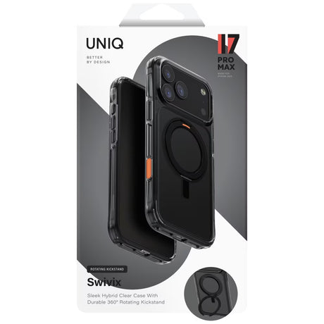 Husa de protectie UNIQ Swivix 360° Kickstand compatibil cu iPhone 17 Pro, Negru