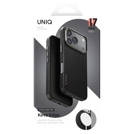 Husa de protectie UNIQ Keva Aramid compatibil cu iPhone 17 Pro, Grafit Trace