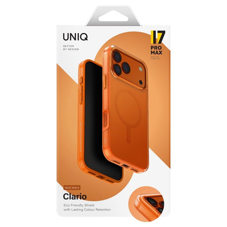 Husa de protectie UNIQ Clario MagClick™ Eco-Friendly compatibil cu iPhone 17 Pro, Portocaliu
