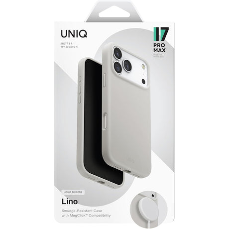 Husa de protectie UNIQ Lino MagClick™ compatibil cu iPhone 17, Mist Grey