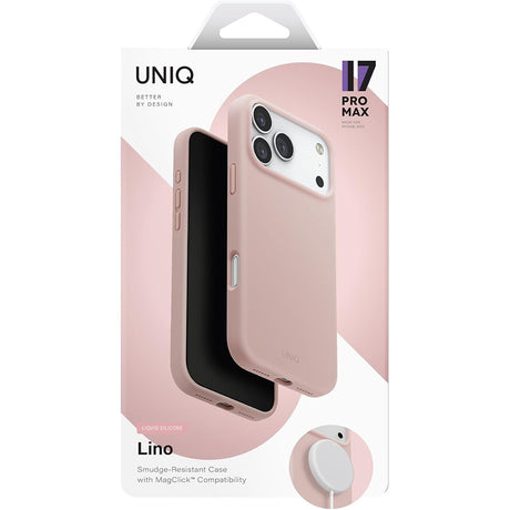 Husa de protectie UNIQ Lino MagClick™ compatibil cu iPhone 17 Pro Max, Roz Pudrat