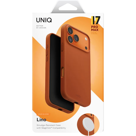 Husa de protectie UNIQ Lino MagClick™ compatibil cu iPhone 17 Pro, Burnt Sienna