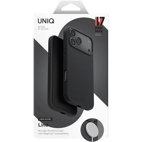 Husa de protectie UNIQ Lino MagClick™ compatibil cu iPhone 17 Pro, Negru Antracit