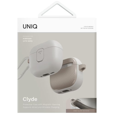 Casti UNIQ Clyde Series, AirPods 4, Gri / Beige