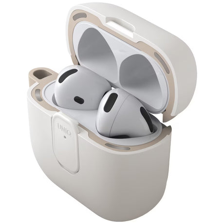 Casti UNIQ Clyde Series, AirPods 4, Gri / Beige