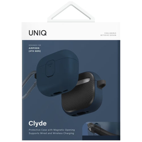 Casti UNIQ Clyde Series, AirPods 4, Albastru / Black