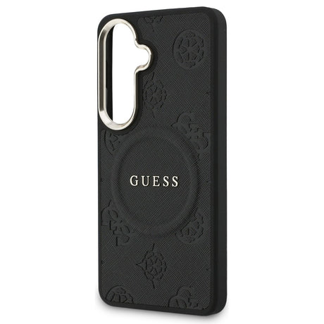 Husa de protectie Guess Saffiano Peony Embossed Ring MagSafe (GUHMS26SPSAMSECK) compatibil cu Samsung Galaxy S26, Negru