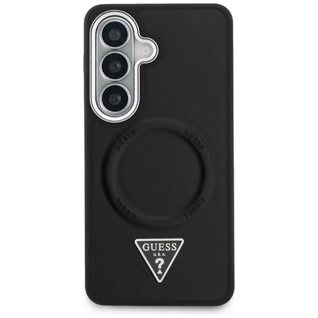 Husa de protectie Guess Embossed Ring Triangle Logo MagSafe (GUHMS26SPSDTSCMK) compatibil cu Samsung Galaxy S26, Negru