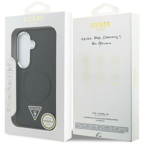 Husa de protectie Guess Embossed Ring Triangle Logo MagSafe (GUHMS26SPSDTSCMK) compatibil cu Samsung Galaxy S26, Negru