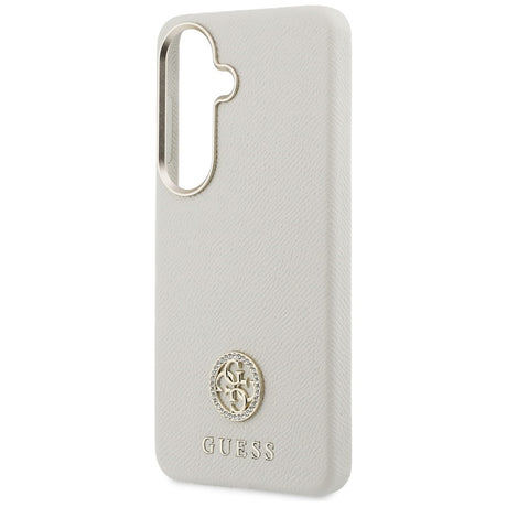 Husa de protectie Guess Rhinestone Round Logo MagSafe (GUHMS26SPGCRMDEE) compatibil cu Samsung Galaxy S26, Bej
