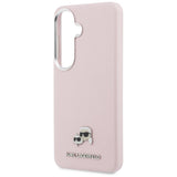 Husa de protectie Karl Lagerfeld Wrapped Grained Leather with K&C Head Pin MagSafe (KLHMS26S6PFKCLP) compatibil cu Samsung Galaxy S26, Roz