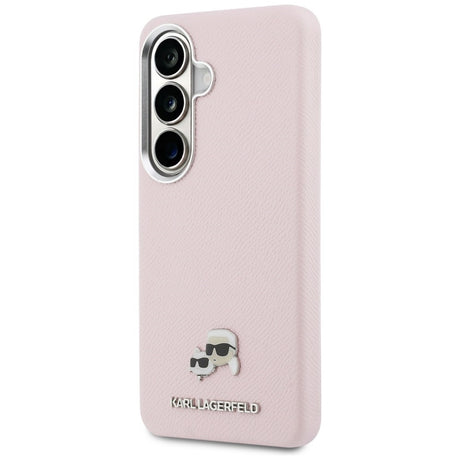 Husa de protectie Karl Lagerfeld Wrapped Grained Leather with K&C Head Pin MagSafe (KLHMS26S6PFKCLP) compatibil cu Samsung Galaxy S26, Roz
