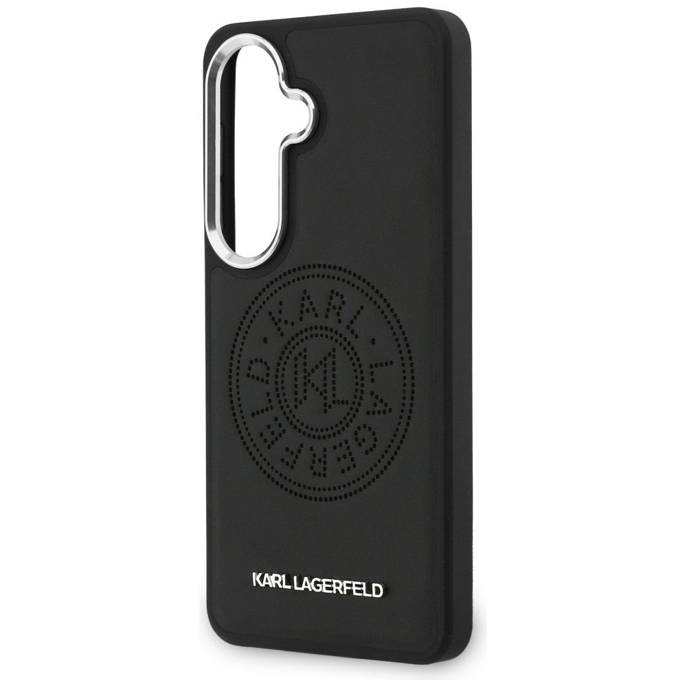 Husa de protectie Karl Lagerfeld Wrapped Leather with Karl Round Point Logo MagSafe (KLHMS26SPSKRPMK) compatibil cu Samsung Galaxy S26, Negru