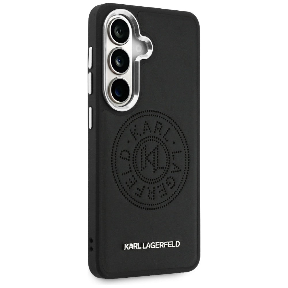 Husa de protectie Karl Lagerfeld Wrapped Leather with Karl Round Point Logo MagSafe (KLHMS26SPSKRPMK) compatibil cu Samsung Galaxy S26, Negru