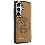 Husa de protectie Karl Lagerfeld Wrapped Leather with Karl Round Point Logo MagSafe (KLHMS26SPSKRPMW) compatibil cu Samsung Galaxy S26, Maro