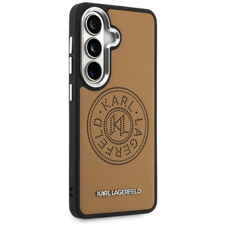 Husa de protectie Karl Lagerfeld Wrapped Leather with Karl Round Point Logo MagSafe (KLHMS26SPSKRPMW) compatibil cu Samsung Galaxy S26, Maro