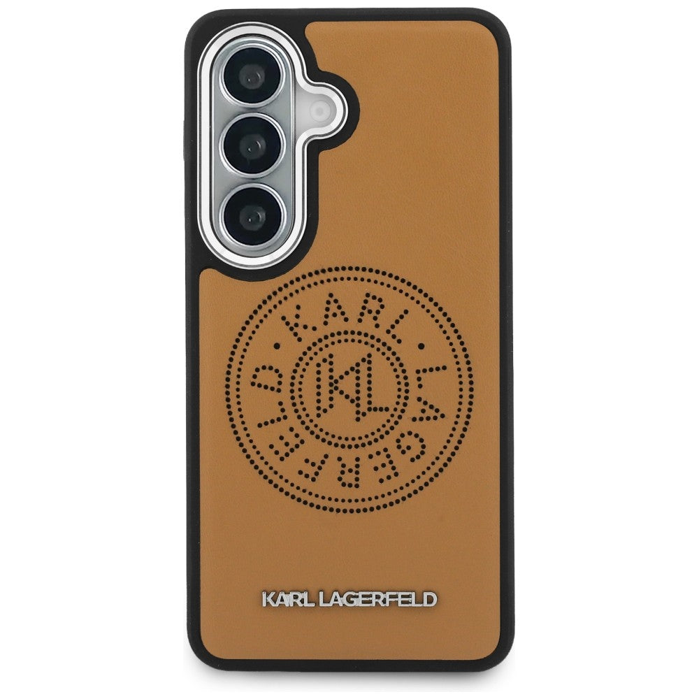 Husa de protectie Karl Lagerfeld Wrapped Leather with Karl Round Point Logo MagSafe (KLHMS26SPSKRPMW) compatibil cu Samsung Galaxy S26, Maro