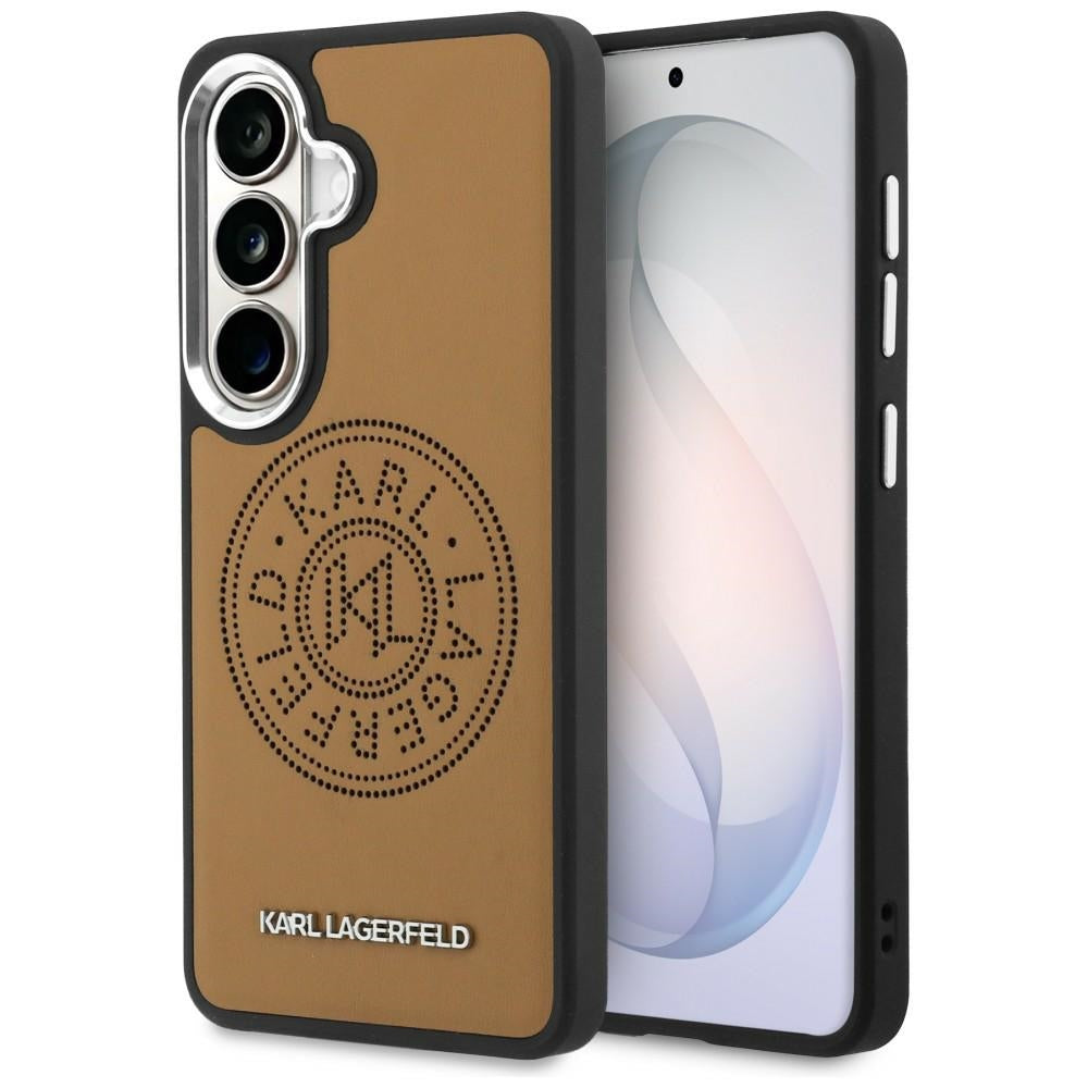 Husa de protectie Karl Lagerfeld Wrapped Leather with Karl Round Point Logo MagSafe (KLHMS26SPSKRPMW) compatibil cu Samsung Galaxy S26, Maro