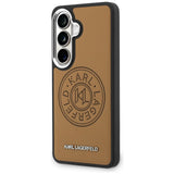 Husa de protectie Karl Lagerfeld Wrapped Leather with Karl Round Point Logo MagSafe (KLHMS26SPSKRPMW) compatibil cu Samsung Galaxy S26, Maro