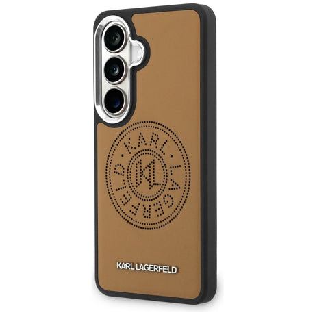Husa de protectie Karl Lagerfeld Wrapped Leather with Karl Round Point Logo MagSafe (KLHMS26SPSKRPMW) compatibil cu Samsung Galaxy S26, Maro