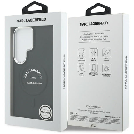 Husa de protectie Karl Lagerfeld Wrapped Leather with Karl RSG Logo MagSafe (KLHMS26LPSKRSGEK) compatibil cu Samsung Galaxy S26 Ultra, Negru
