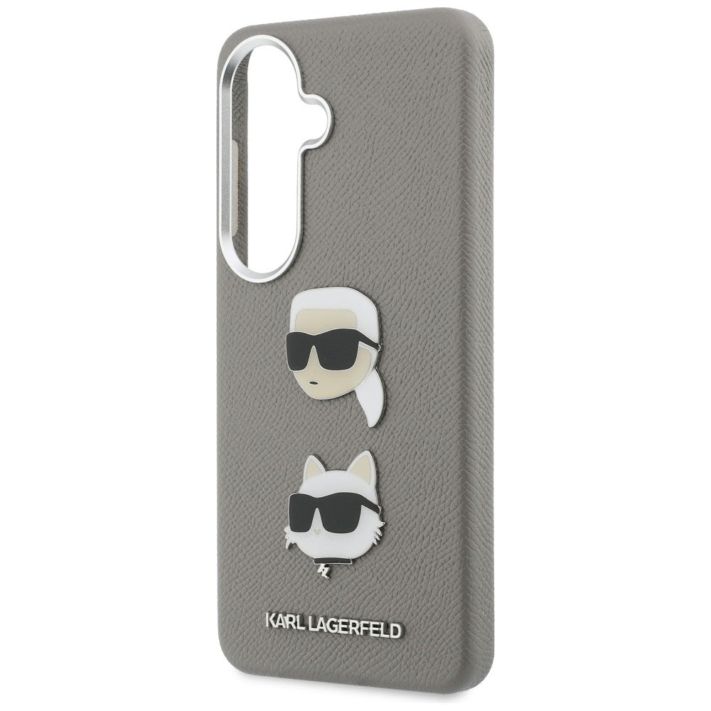 Husa de protectie Karl Lagerfeld Wrapped Leather Saffiano with with K&C Head Pin (KLHCS26SPSFDHPOG) compatibil cu Samsung Galaxy S26, Gri