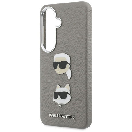 Husa de protectie Karl Lagerfeld Wrapped Leather Saffiano with with K&C Head Pin (KLHCS26SPSFDHPOG) compatibil cu Samsung Galaxy S26, Gri