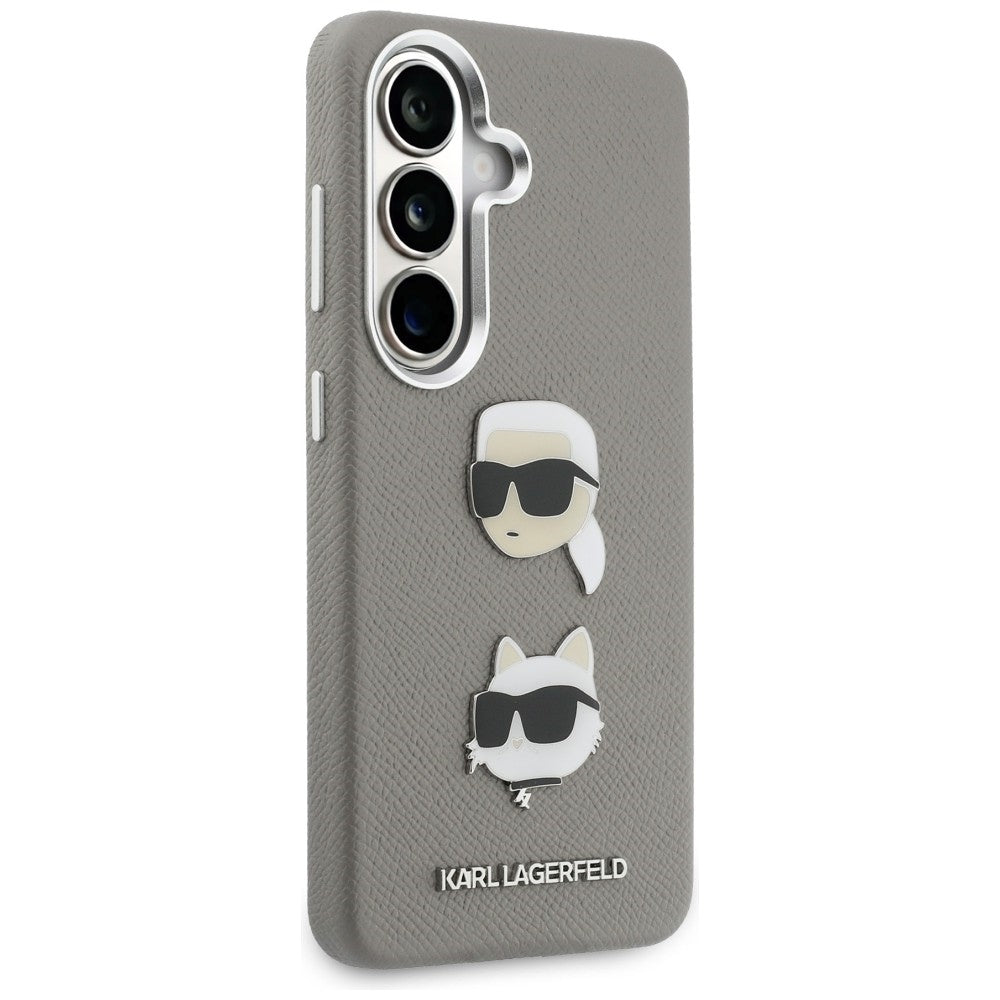 Husa de protectie Karl Lagerfeld Wrapped Leather Saffiano with with K&C Head Pin (KLHCS26SPSFDHPOG) compatibil cu Samsung Galaxy S26, Gri