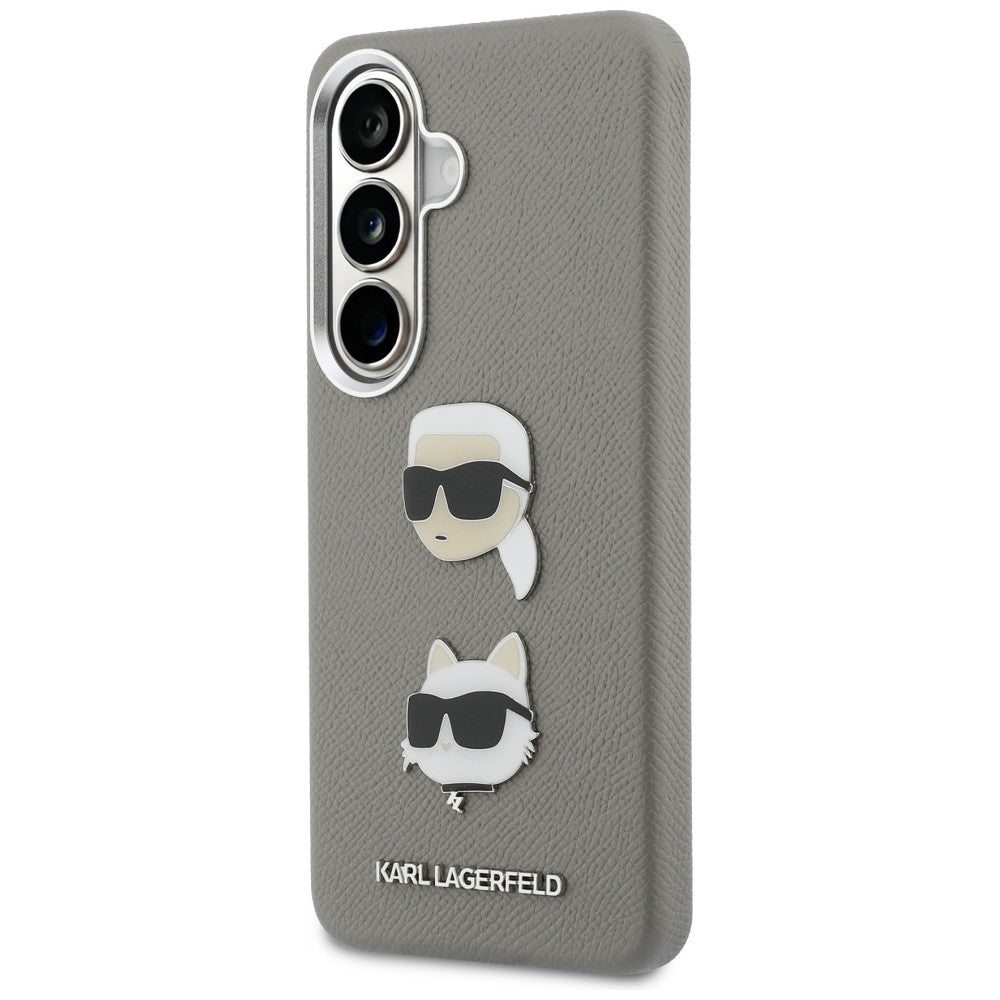 Husa de protectie Karl Lagerfeld Wrapped Leather Saffiano with with K&C Head Pin (KLHCS26SPSFDHPOG) compatibil cu Samsung Galaxy S26, Gri