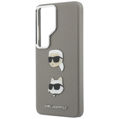 Husa de protectie Karl Lagerfeld Wrapped Leather Saffiano with with K&C Head Pin (KLHCS26LPSFDHPOG) compatibil cu Samsung Galaxy S26 Ultra, Gri