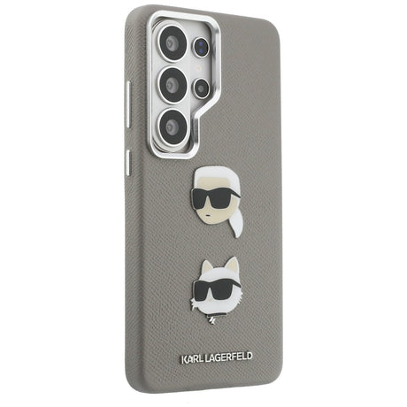 Husa de protectie Karl Lagerfeld Wrapped Leather Saffiano with with K&C Head Pin (KLHCS26LPSFDHPOG) compatibil cu Samsung Galaxy S26 Ultra, Gri