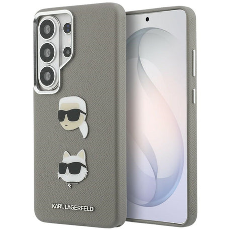Husa de protectie Karl Lagerfeld Wrapped Leather Saffiano with with K&C Head Pin (KLHCS26LPSFDHPOG) compatibil cu Samsung Galaxy S26 Ultra, Gri