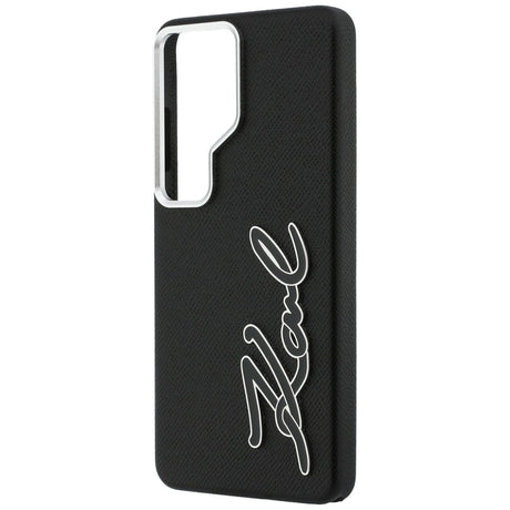 Husa de protectie Karl Lagerfeld Full Wrapped Grained Leather with Signature Resin Logo (KLHCS26LPGFKSRSK) compatibil cu Samsung Galaxy S26 Ultra, Negru
