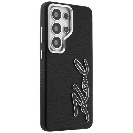 Husa de protectie Karl Lagerfeld Full Wrapped Grained Leather with Signature Resin Logo (KLHCS26LPGFKSRSK) compatibil cu Samsung Galaxy S26 Ultra, Negru
