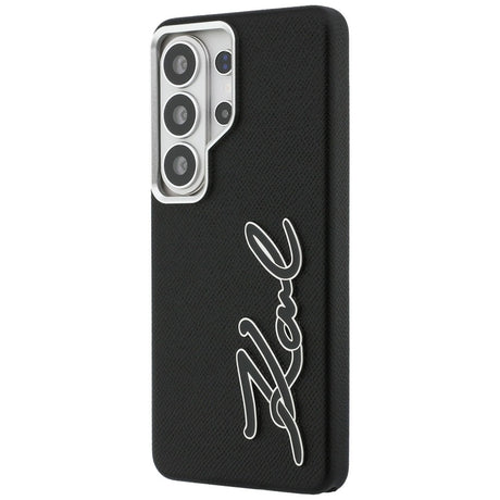 Husa de protectie Karl Lagerfeld Full Wrapped Grained Leather with Signature Resin Logo (KLHCS26LPGFKSRSK) compatibil cu Samsung Galaxy S26 Ultra, Negru