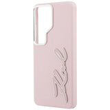 Husa de protectie Karl Lagerfeld Full Wrapped Grained Leather with Signature Resin Logo (KLHCS26LPGFKSRSP) compatibil cu Samsung Galaxy S26 Ultra, Roz