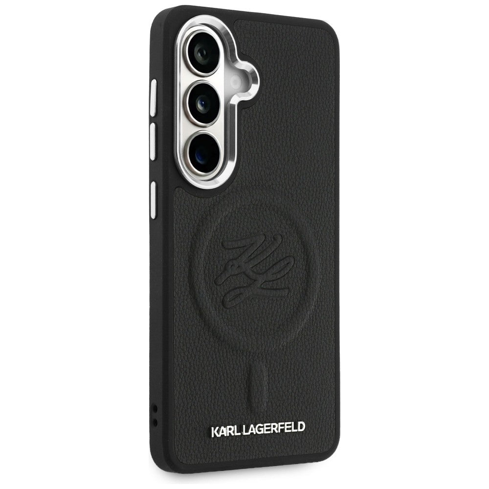 Husa de protectie Karl Lagerfeld Leather with Initial Logo Debossed MagSafe (KLHMS26SPGFKLRDK) compatibil cu Samsung Galaxy S26, Negru