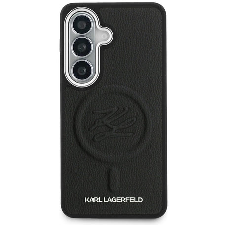 Husa de protectie Karl Lagerfeld Leather with Initial Logo Debossed MagSafe (KLHMS26SPGFKLRDK) compatibil cu Samsung Galaxy S26, Negru