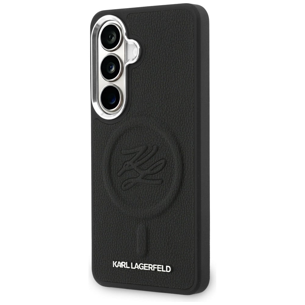 Husa de protectie Karl Lagerfeld Leather with Initial Logo Debossed MagSafe (KLHMS26SPGFKLRDK) compatibil cu Samsung Galaxy S26, Negru