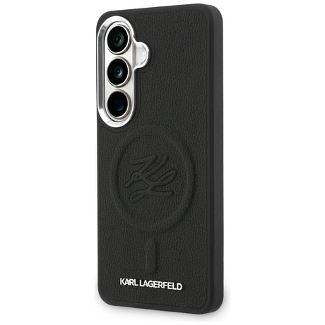 Husa de protectie Karl Lagerfeld Leather with Initial Logo Debossed MagSafe (KLHMS26SPGFKLRDK) compatibil cu Samsung Galaxy S26, Negru