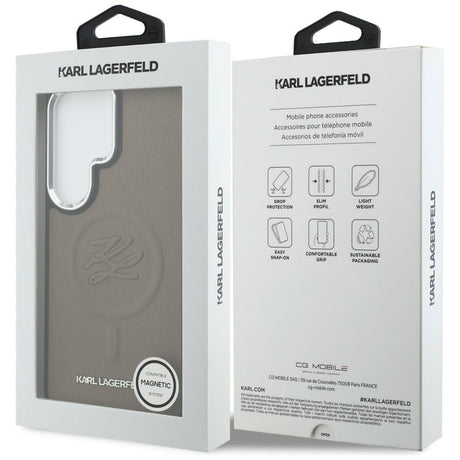 Husa de protectie Karl Lagerfeld Leather with Initial Logo Debossed MagSafe (KLHMS26LPGFKLRDW) compatibil cu Samsung Galaxy S26 Ultra, Maro