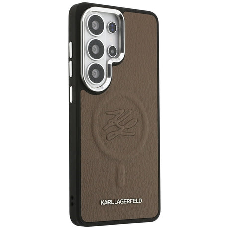Husa de protectie Karl Lagerfeld Leather with Initial Logo Debossed MagSafe (KLHMS26LPGFKLRDW) compatibil cu Samsung Galaxy S26 Ultra, Maro